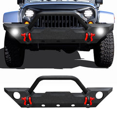 Front and Rear Bumper for 2007-2018 Jeep Wrangler JK and JKU with D-Rings & Fog Lights Holes-2
