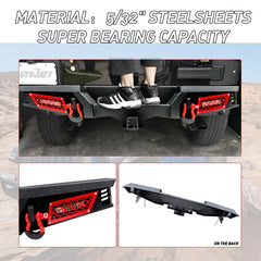 Front and Rear Bumper for 2007-2018 Wrangler JK with Winch Plate & LED Lights & D-Rings-4