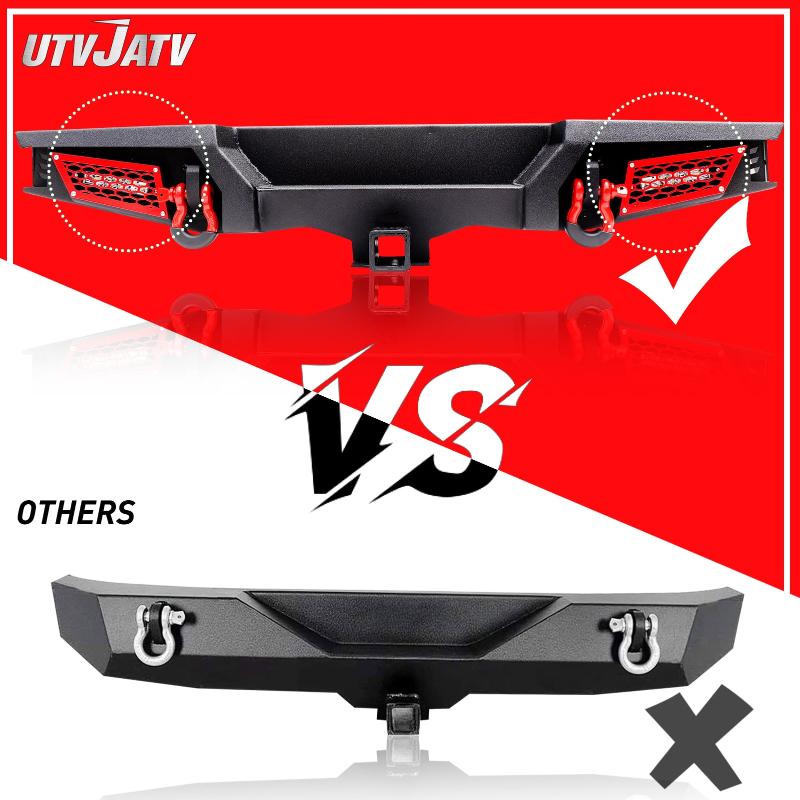 Front and Rear Bumper for 2007-2018 Wrangler JK with Winch Plate & LED Lights & D-Rings-09
