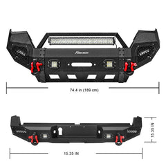 Front and Rear Bumper for 2016-2023 Toyota Tacoma with D-Rings & Winch Plate & LED Lights-2