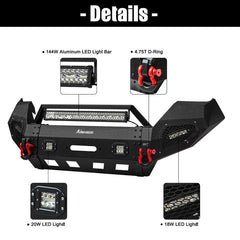 Front and Rear Bumper for 2016-2023 Toyota Tacoma with D-Rings & Winch Plate & LED Lights-3