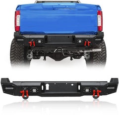 Front and Rear Bumper for 2017-2022 Ford F250F350F450F550 with Winch Plate & LED Lights & D-Rings & Sensor Holes-1