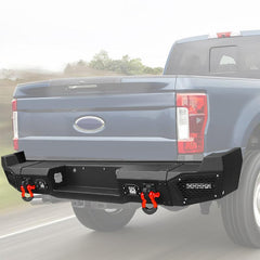 Front and Rear Bumper for 2017-2022 Ford F250F350F450F550 with Winch Plate & LED Lights & D-Rings & Sensor Holes-12