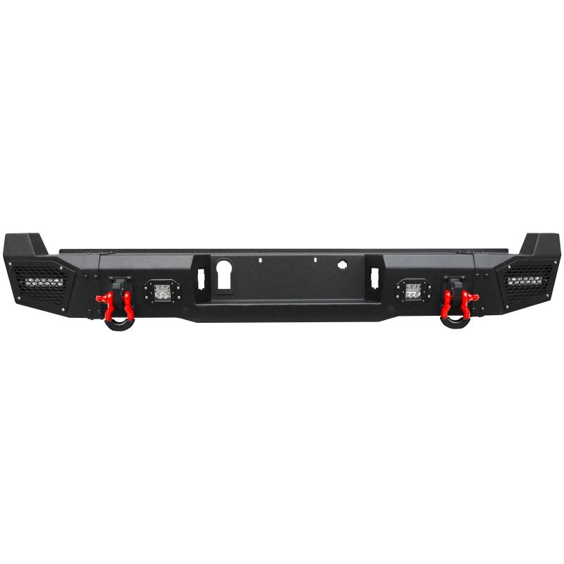 Front and Rear Bumper for 2017-2022 Ford F250F350F450F550 with Winch Plate & LED Lights & D-Rings & Sensor Holes-4