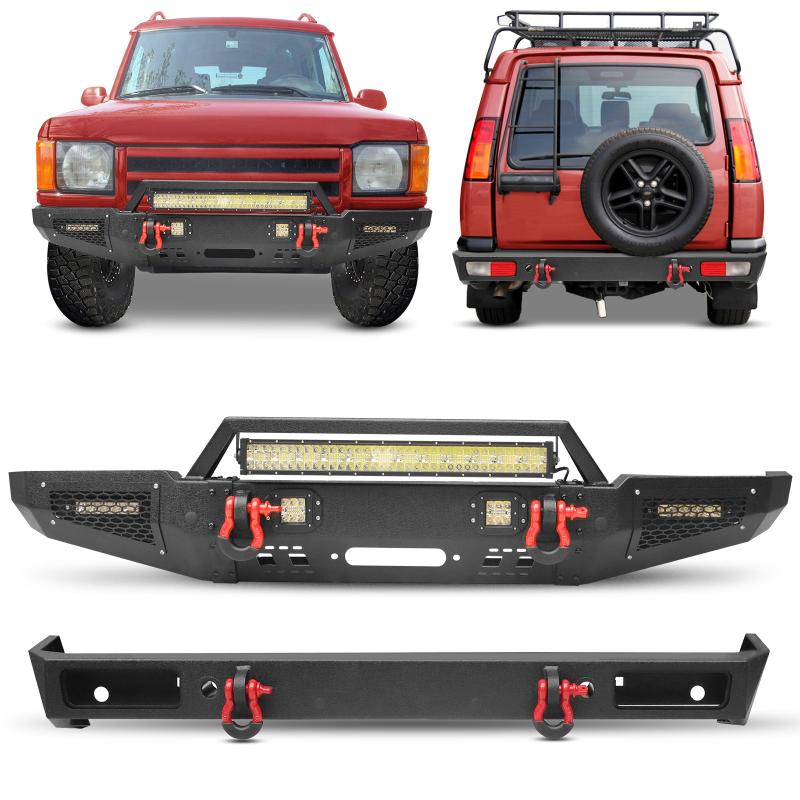 Front and Rear Bumper for 1999-2004 Land Rover Discovery2 with LED Lights & D-Rings & Sensor Holes-1