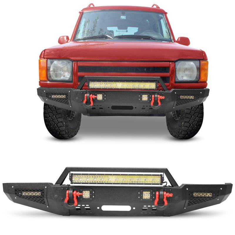Front and Rear Bumper for 1999-2004 Land Rover Discovery2 with LED Lights & D-Rings & Sensor Holes-2