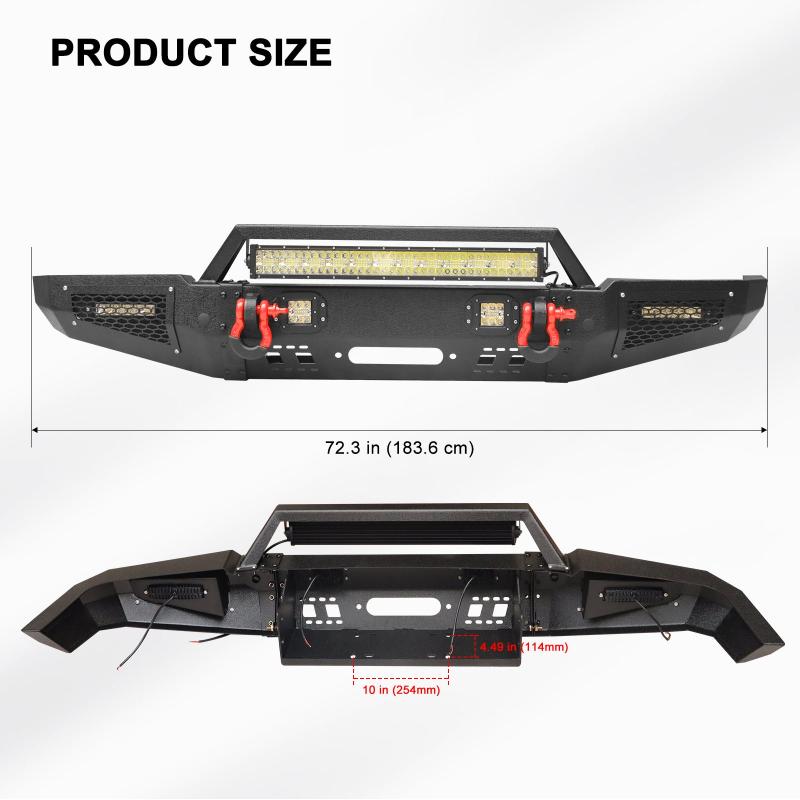 Front and Rear Bumper for 1999-2004 Land Rover Discovery2 with LED Lights & D-Rings & Sensor Holes-4