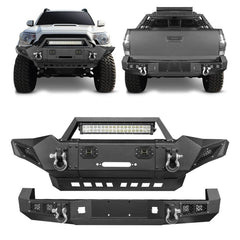 Front and Rear Bumper for 2005-2015 Toyota Tacoma with D-Rings & Winch Plate & LED Lights-1