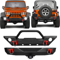 Front and Rear Bumper for 2007-2018 Jeep Wrangler JK and JKU with D-Rings & Fog Lights Holes-1