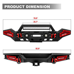 Front and Rear Bumper for 2007-2018 Wrangler JKJL&Gladiator JT with Winch Plate & LED Lights & D-Rings-2