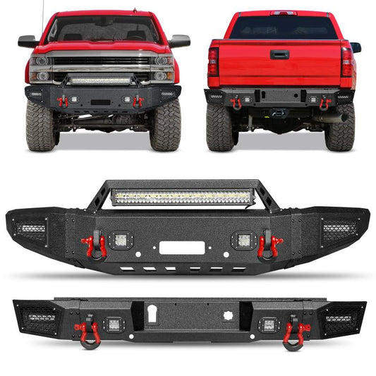 Front and Rear Bumper for 2015-2019 Chevy Silverado 2500丨3500 with Winch Plate and LED Lights-1