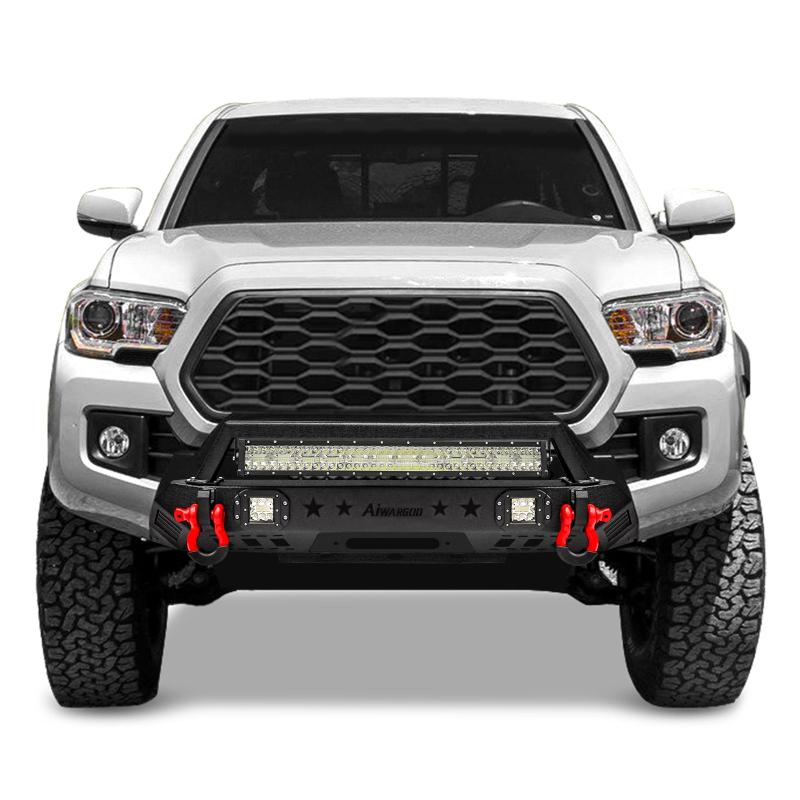 Front and Rear Bumper for 2016-2022 Toyota Tacoma with D-Rings & Winch Plate & LED Lights-9