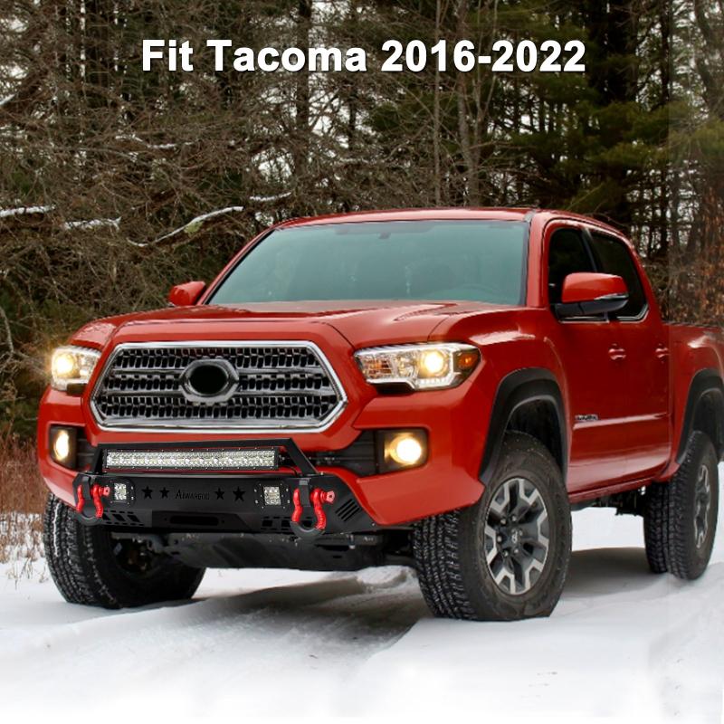Front and Rear Bumper for 2016-2022 Toyota Tacoma with D-Rings & Winch Plate & LED Lights-14