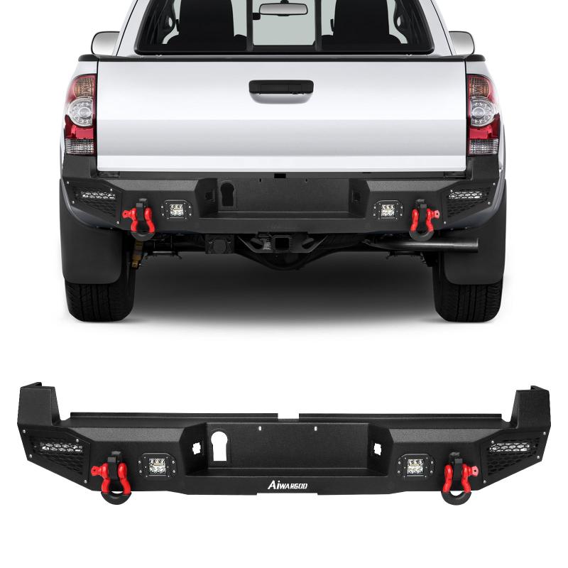 Front and Rear Bumper for 2016-2022 Toyota Tacoma with D-Rings & Winch Plate & LED Lights-3
