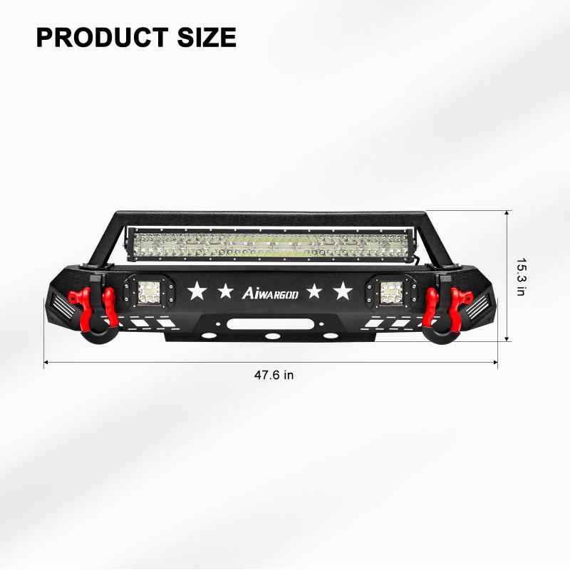 Front and Rear Bumper for 2016-2022 Toyota Tacoma with D-Rings & Winch Plate & LED Lights4