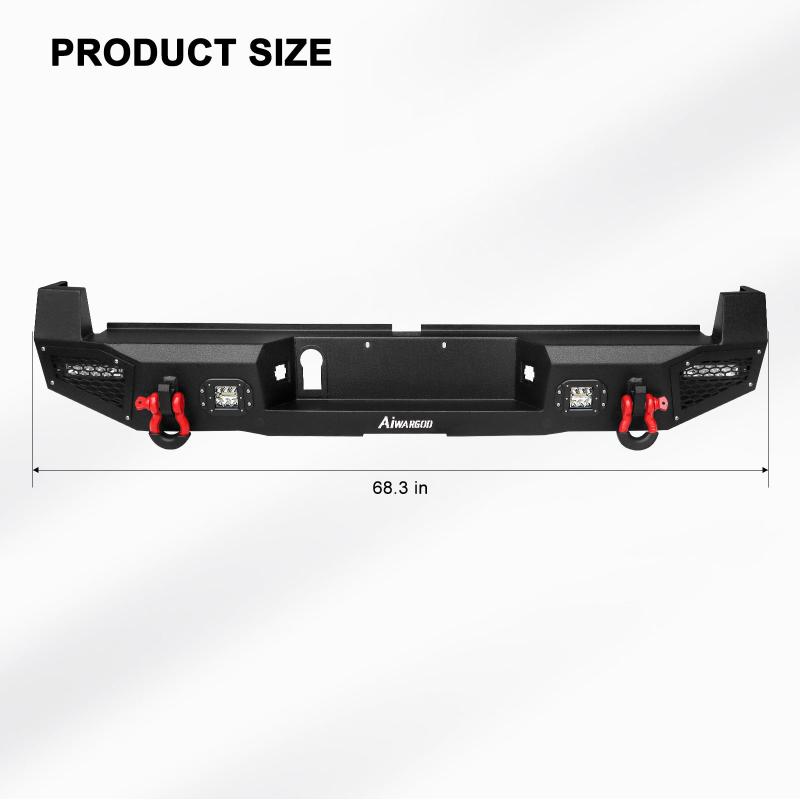 Front and Rear Bumper for 2016-2022 Toyota Tacoma with D-Rings & Winch Plate & LED Lights-5