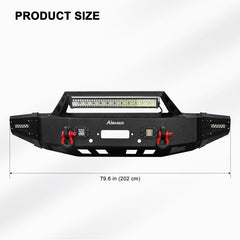 Front and Rear Bumper for 2019-2022 RAM 1500 Pickup with Winch Plate & LED Lights & Sensor Holes-4