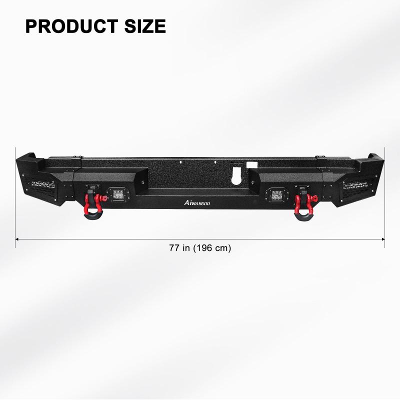 Front and Rear Bumper for 2019-2022 RAM 1500 Pickup with Winch Plate & LED Lights & Sensor Holes-5