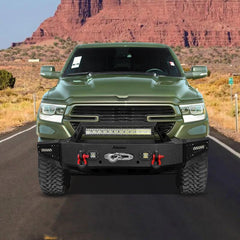 Front and Rear Bumper for 2019-2022 RAM 1500 Pickup with Winch Plate & LED Lights & Sensor Holes-9