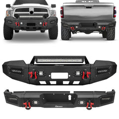 Front and Rear Bumper for 2019-2023 RAM 2500丨3500 with Winch Plate & LED lights & D-Rings & Sensor Holes-1