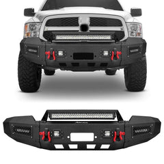 Front and Rear Bumper for 2019-2023 RAM 2500丨3500 with Winch Plate & LED lights & D-Rings & Sensor Holes-2