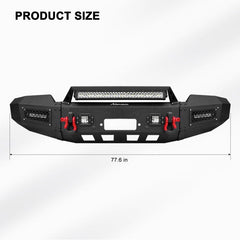 Front and Rear Bumper for 2019-2023 RAM 2500丨3500 with Winch Plate & LED lights & D-Rings & Sensor Holes-3