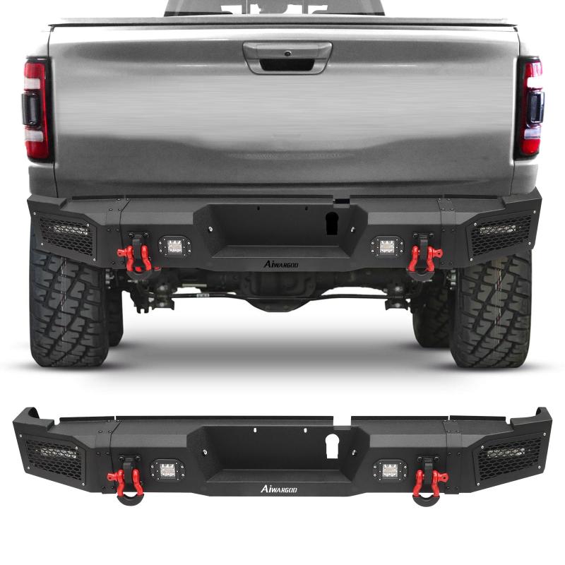 Front and Rear Bumper for 2019-2023 RAM 2500丨3500 with Winch Plate & LED lights & D-Rings & Sensor Holes-5