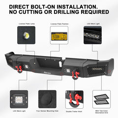 Front and Rear Bumper for 2019-2023 RAM 2500丨3500 with Winch Plate & LED lights & D-Rings & Sensor Holes-7