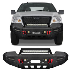 Heavy-duty Steel Front Bumper for 2004-2006 F150 with Winch Plate & LED Lights &Sensor Holes-01