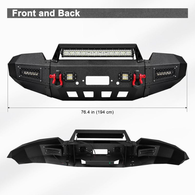 Heavy-duty Steel Front Bumper for 2004-2006 F150 with Winch Plate & LED Lights &Sensor Holes-02