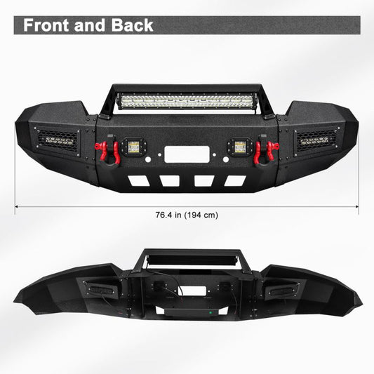 Heavy-duty Steel Front Bumper for 2004-2006 F150 with Winch Plate & LED Lights &Sensor Holes-02