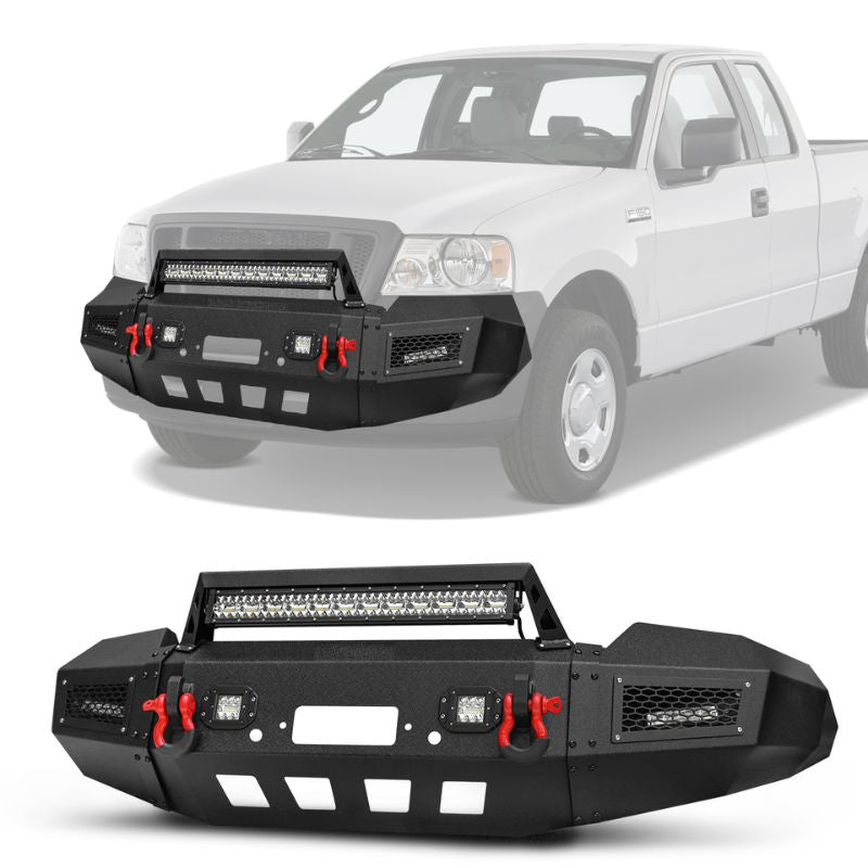 Heavy-duty Steel Front Bumper for 2004-2006 F150 with Winch Plate & LED Lights &Sensor Holes-05