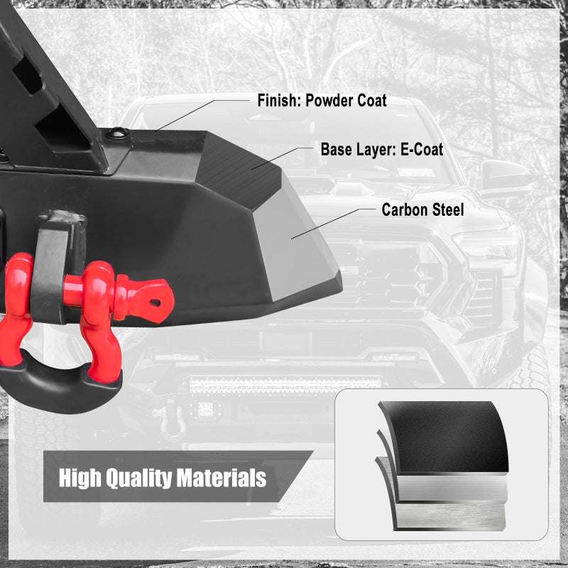 Heavy-dutySteelFrontBumperfor2016-2022ToyotaTacomawithLicencePlateHolder_D-Rings_WinchPlate_LEDLights-4