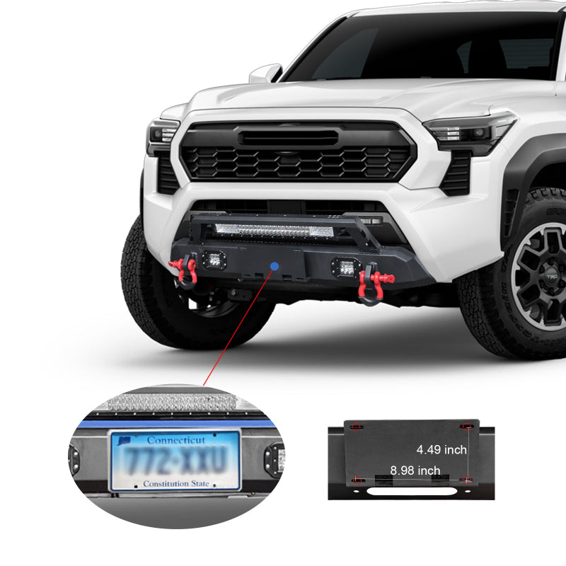 Heavy-dutySteelFrontBumperfor2016-2022ToyotaTacomawithLicencePlateHolder_D-Rings_WinchPlate_LEDLights-6