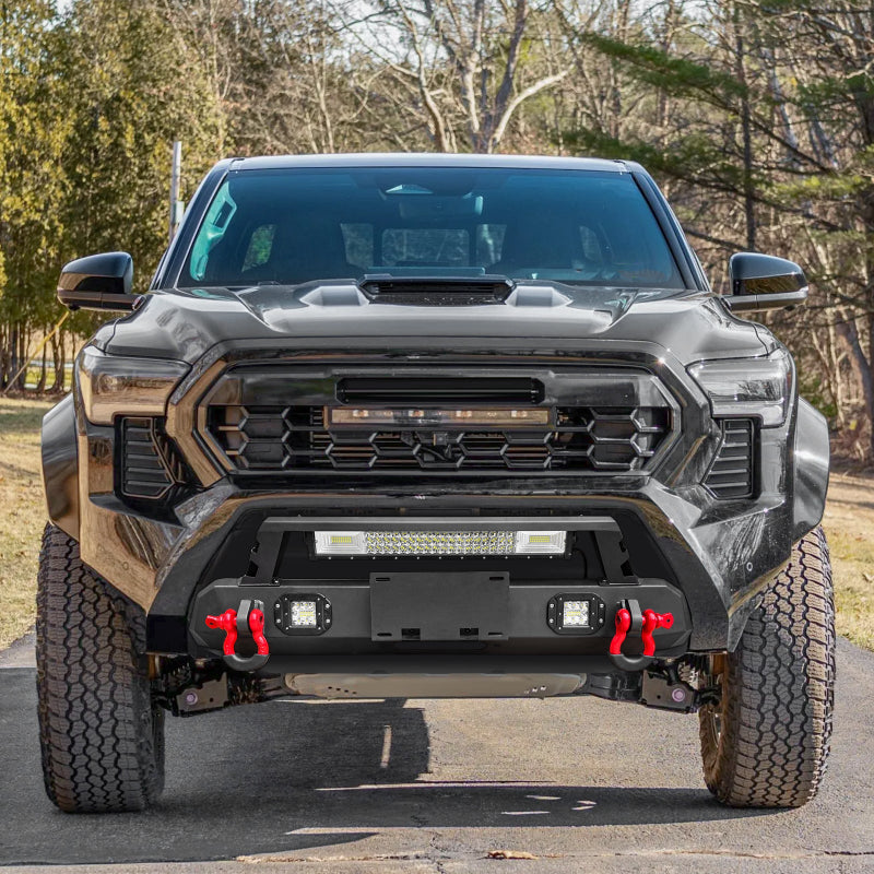 Heavy-dutySteelFrontBumperfor2016-2022ToyotaTacomawithLicencePlateHolder_D-Rings_WinchPlate_LEDLights-9