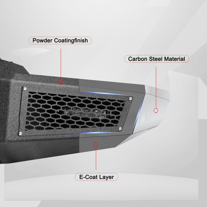 Heavy-duty Steel Front Bumper for 2023-2026 Ford F250F350F450 with Winch Plate & LED Lights & D-Rings & Sensor Holes-4
