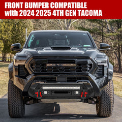 Heavy-duty Steel Front Bumper for 2024-2025 Toyota Tacoma with D-Rings & Winch Plate & LED Lights-9
