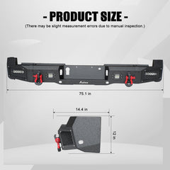 Heavy-duty Steel Rear Bumper for 2023-2026 F250F350F450 Super Duty With LED Lights & D-Rings & Sensor Holes-2