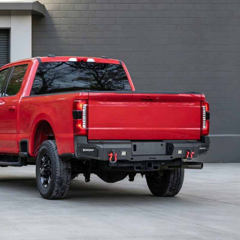 Heavy-duty Steel Rear Bumper for 2023-2026 F250F350F450 Super Duty With LED Lights & D-Rings & Sensor Holes-7