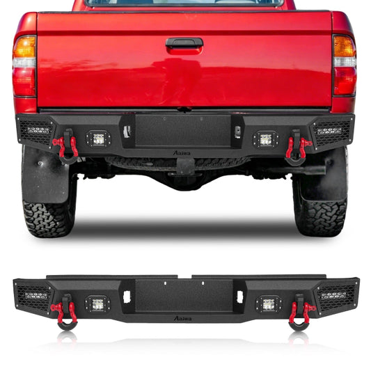 Heavy-duty Steel Rear Bumper for Toyota Tacoma 1995-2004 with LED Lights & D-Ring & Sensor Holes-1