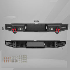 Heavy-duty Steel Rear Bumper for Toyota Tacoma 1995-2004 with LED Lights & D-Ring & Sensor Holes-4