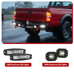Heavy-duty Steel Rear Bumper for Toyota Tacoma 1995-2004 with LED Lights & D-Ring & Sensor Holes-8