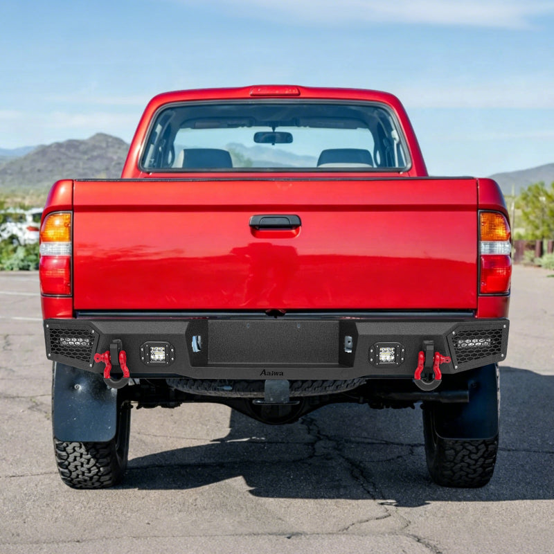 Heavy-duty Steel Rear Bumper for Toyota Tacoma 1995-2004 with LED Lights & D-Ring & Sensor Holes-9