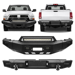 Heavy-duty Steel Front and Rear Bumper for 2010-2018 RAM 2500丨3500 with LED lights & D-Rings & Sensor Holes-1