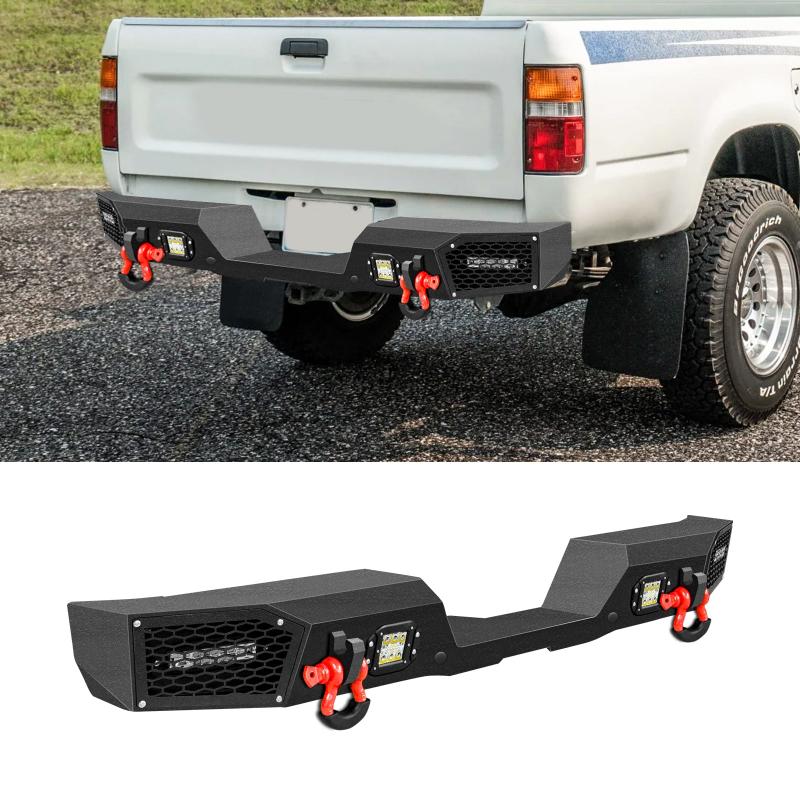 Rear Bumper for 1989-1995 Toyota Pickup with LED Lights & D-Rings & Sensor Holes-2