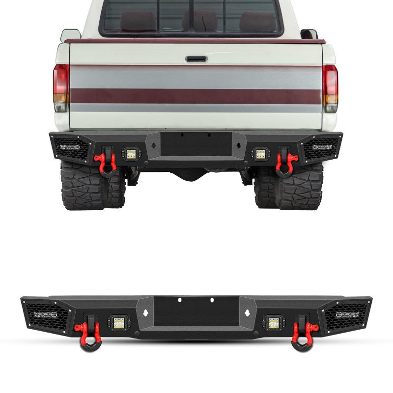 Rear Bumper for 1992-1997 Ford F150/F250/F350 with D-Rings & LED Lights-1