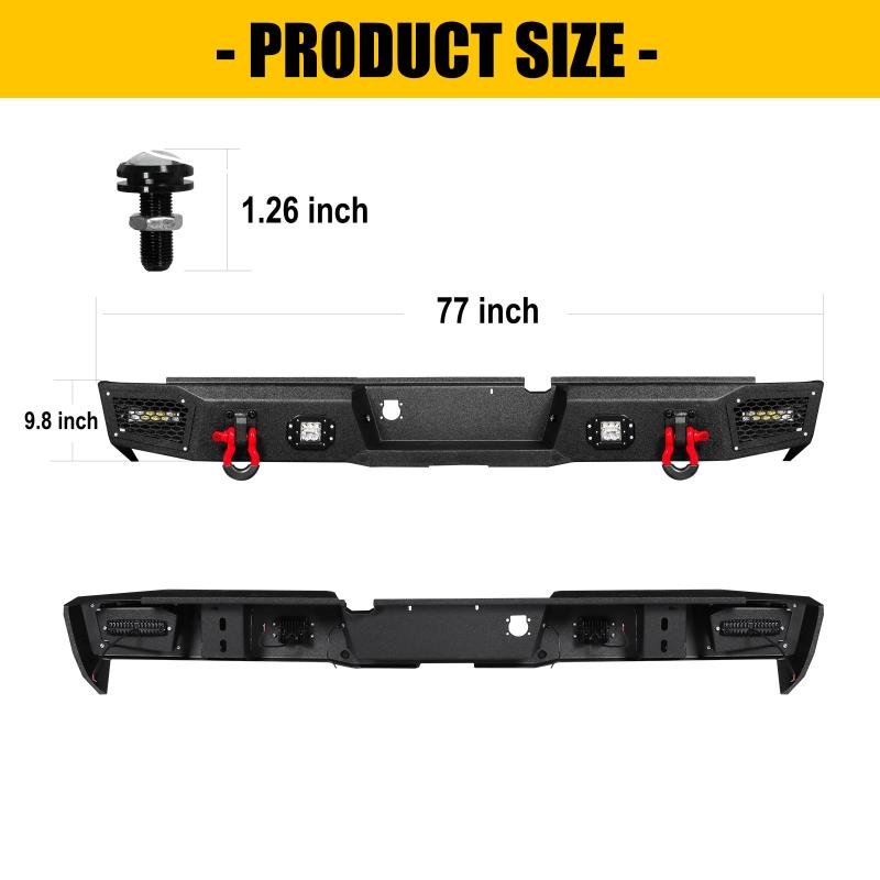 Rear Bumper for 2003-2009 RAM 2500丨3500 with LED lights & D-Rings & Sensor Holes-2