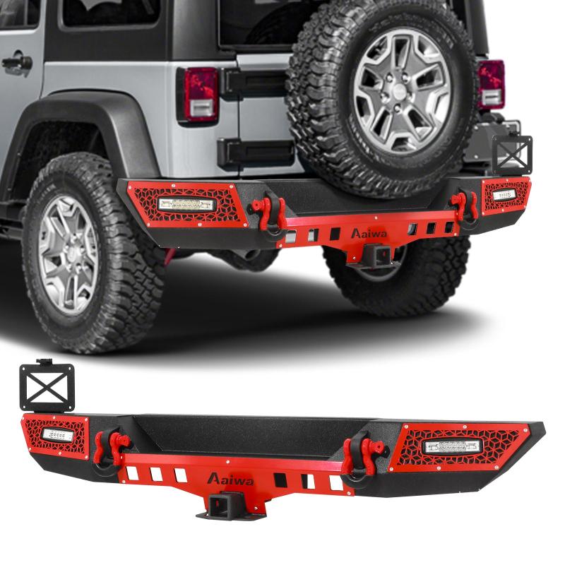 Rear Bumper for 2007-2018  Jeep Wrangler JKJKU with D-Rings & LED Lights-02