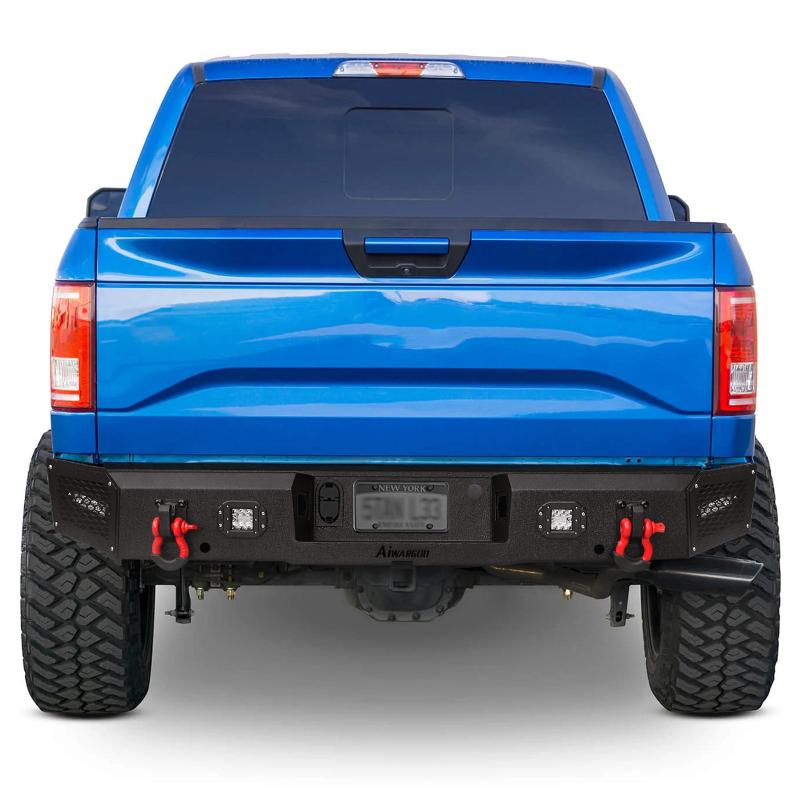 Rear Bumper for 2015-2023 Ford F150 with D-Rings & LED Lights-6