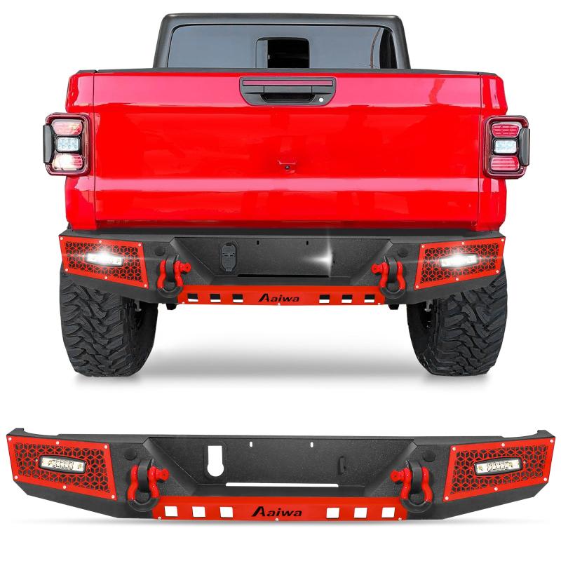 Rear Bumper for 2020-2022 Jeep Gladiator JT with LED Lights & D-Rings-1